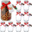 9 Sets Christmas Potpourri Simmer Pot 25 oz Glass Mason Jars with Lids Hot Chocolate Cinnamon Storage Include Mason Canister Tags Pine Branches for Holiday DIY Christmas Cookie Candy Jars