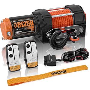 ORCISH Upgrade 3500 lb 12V DC Electric Winch, ATV/UTV Winch Kit for Towing, 1/4"×30' Synthetic Rope with Both Wireless Handheld Remote and Corded Control Recovery, Easy Assembly Winches
