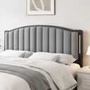 Headboard for King Size Bed with LED Lights, Upholstered Vertical Channel Tufting Head Boards, Linen Fabric Bed Headboard Only, Study & Comfortable, Ideal for Bedroom, Dorm, Guest Room, Grey (Gray)