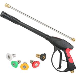 Sooprinse High Pressure Washer Gun Power Spray Gun 4000psi with 19 inch Extension Replacement Wand Lance,5 Quick Connect Nozzles for Honda Excell Troybilt, Generac, Simpson, Briggs Stratton (Black)