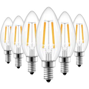 EDISHINE E12 LED Candelabra Bulb, 5W Equivalent 60W 2700K 500LM Warm Light, Dimmable Chandelier Light Bulbs, LED Candle Light Bulbs for Ceiling Fan, Dining Room, Christmas Decor UL Listed, 6 Pack