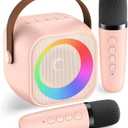 Karaoke Machine for Kids Adults, Mini Portable Bluetooth Karaoke Speaker with 2 Wireless Microphone and Lights, Christmas Birthday Gifts for Girls Ages 4, 5, 6, 7, 8, 9, 10, 12+ Family Home Party