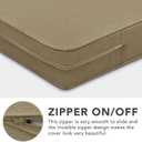 Easy-Going Patio Cushion Covers 27x25x5 Inch 2 Pack, Linen Look Outdoor Water Resistant Chair Seat Cushion Slipcover with Zipper for Outdoor Furniture, Covers Only! Khaki
