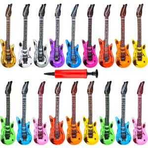 18 Pack Inflatable Guitar Blow up Guitar Bulk Assorted Colors Guitar Inflate Inflatable Guitar Prop Fake Party Prop Guitar Inflatable Rock Star Guitar for Birthday Gifts Supplies