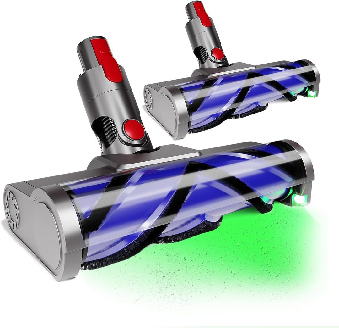 Upgraded 2 Brushes Vacuum Head Replacement for Dyson V7/V8/V10/V11/V15/SV10/SV11/SV12/SV14/SV15/SV22((Not for Slim) | Anti-Tangle Motorhead with LED Light | Quick-Release Cordless Vacuum Cleaner Head