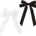 Bella Fashion Hair Bow Alligator Clip Styling Accessory, Standard Velvet Black and White - PACK OF 2