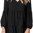 Amoretu Womens Tunic Dress Long Sleeve V Neck Casual Loose Flowy Swing Shift Dresses Size XL, Black