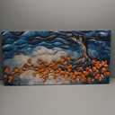 Tree of Life Canvas Wall Art Bedroom Wall Decor Living Room,Abstract Wall Art Office Kitchen Paintings Artwork Modern Blue Wave Leaf Pictures Art Prints Waterproof Ready to Hang-20x40inch