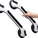 TAILI Grab Bar 2 Pack Suction Grab Bars for Bathtubs and Showers, Heavy Duty Shower Handle Removable Bath Handrails for Seniors and Elderly, Bathroom Safety Grip No Drilling Waterproof, Black (16.8")