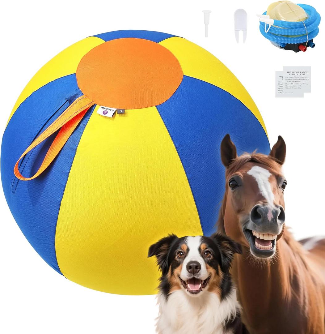 18 Herding Ball for Dogs & Puppies - Heavy Duty Thickened Oxford Cover, Includes Pump & Patch Repair Kit - Ideal for Cattle Dogs, Australian Shepherds & Active Breeds (18inch)
