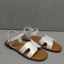 SM New York Women's Girls White and Brown Sandals, 4 Size