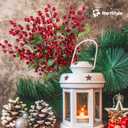 NoriStyle 10 Pcs Long Christmas Red Berry Stems with Leaves for Christmas Tree Table Decorations, 21.65 Inches Artificial Christmas Holly Berry Stems for Vases Home Indoor Wreaths DIY Decor (Red)