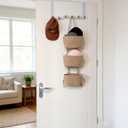 3-Tier Decorative Cotton Rope Hanging Basket, Wall-Mounted Woven Storage Organizer Bag, Jute