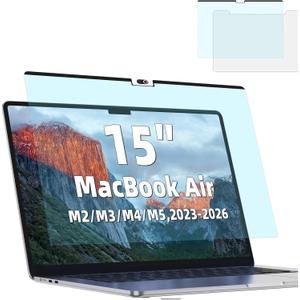 Magnetic Anti Blue Light Screen Protector for MacBook Air 15 Inch (2023-2026, M2, M3, M4. M5), Removable MAC 15.3" Blue Light Filter , Bubble-Free Install , Eye Protection Glare Laptop Screen Protector