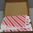 Sinload 100 Pcs Large Valentine's Day Gift Bags with Handle Valentine's Plastic Shopping Bags Bulk 13.8" x 9.8" Red White Candy Cane Stripe Treat Goodie Bag for Merchandise Party Favor