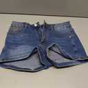 WDIRARA Women's Low Waist Button Skinny Denim Shorts Streetwear Stretch Shorts (Blue Medium Wash)