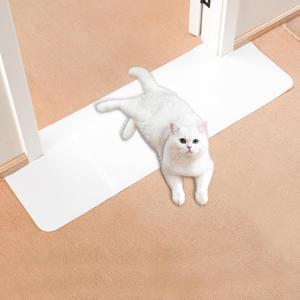 Uross Carpet Protector for Pets - 3.6FT White Round Corner Plastic Mat, Under Door Anti-Scratch Protector for Doorway, Stop Cats from Scratching Carpet