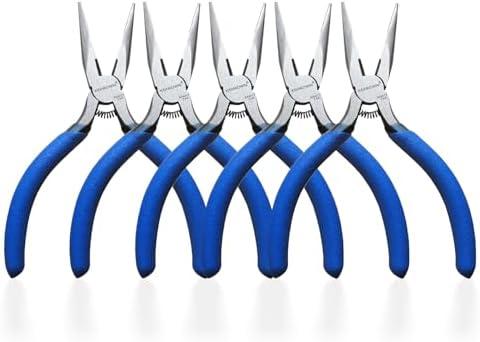 KAIHAOWIN Mini Needle Nose Pliers 5"-4Pack KAIHAOWIN Small Long Nose Pliers with Wire Cutters, Spring Loaded Thin Needle Nose Pliers, Precision Pliers Set for Crafts/Jewelry Making/Tiny Project