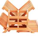 Foldable Bamboo Dish Rack, 3-Tier Wooden Dish Drainer & Utensil Holder for Kitchen - Large Countertop Drying Rack for Dishes and Plates, Natural Compact Storage