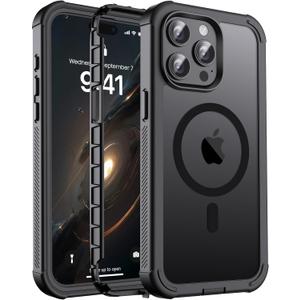 Jaroco Magnetic for iPhone 15 Pro Max Case, [Compatible with MagSafe][Military Grade Drop Protection][Heavy Duty Protection][Non-Slip][Shockproof] 2-Layer Durable Bumper Phone Case 6.7''-Black