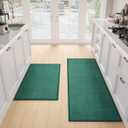 SUMLANS Kitchen Mat Set of 2 PCS, Christmas Cushioned Non Slip Rugs for Kitchen Floor, Absorbent Runner Comfort Standing Mats Washable for Kitchen, Office, Home (Green, 17.3"x47"+17.3"x30")