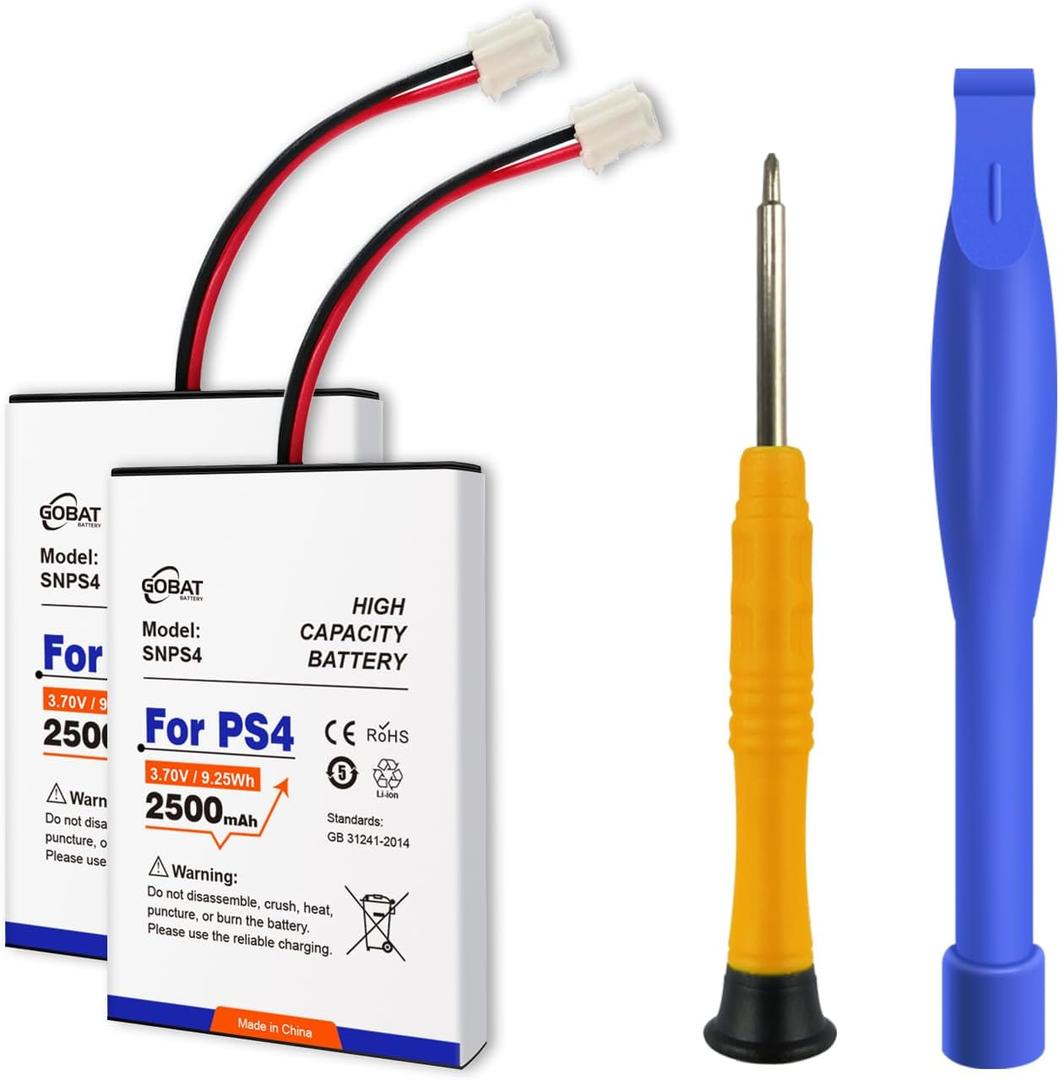 2pcs PS4 Controller Battery,2500mAh High Capacity (2015 and Before) Old Version Big Flug Compatible for PlayStation 4 CUH-ZCT1E CUH-ZCT1H CUH-ZCT1H/B CUH-ZCT1H/R CUH-ZCT1U with Repair Tools