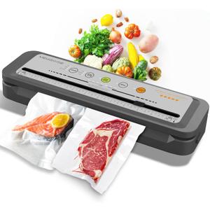 MegaWise Vacuum Sealer Machine  2023 New Version, 80kPa Suction Power, One-Touch Automatic Operation, Compact Design with Built-in Cutter, Includes Vacuum Bags, Ideal for Food Storage (Silver)