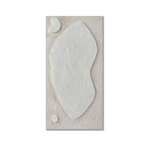 UXYZART White Abstract Canvas Wall Art, 24x48 inches Hand Painted 3d Textured Creative Oil Painting for Home Vertical Plaster Wall Art 2025 Minimalist Artwork
