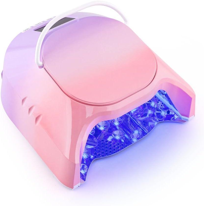 Professional Hybrid 86W Wireless Rechargeable UV LED Nail Curing Lamp Cordless Nail Dryer for Gel Nails, Manicure, Pedicure (White,Black,Ombre Orange,Ombre Purple) (Ombre Purple)