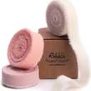 Ribbli 3 Rolls Pink Ribbon 5/8 Inch x 18Yards Ivory Blush Dusty Pink Handmade Cotton Frayed Fringe Ribbons for Gift Wrapping Wedding Invites Bridal Bouquets Baby Shower DIY Crafts Home Decor