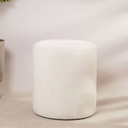 Round Stuffed Pouf, 17x14 inch, White