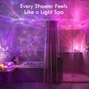 Waterproof Shower Light, Rechargeable Shower Lamp with 16 Color Changeable, Wireless Bathroom Lamp Mood Lighting with Touch & Remote Control, LED Ocean Wave Projector Light for Inside Shower, Bedroom