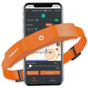 GPS Electric Dog Fence with Free App, Wireless Fence System with Training Collar, Portable for Outdoor Use, Rechargeable Waterproof Flexiable Collar, Adjustable of Dogs (Orange)