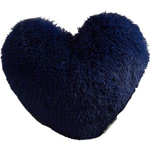 MorroMorn Fluffy Heart Throw Pillows, Shaggy Decorative Pillow for Sofa Couch Bed, Cute Room Decor Decorations for Women Girls Kids (Navy)