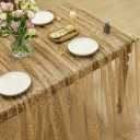 Horaldaily Coffee Gold Gauze Tablecloth 60x104 Inch Rectangular, Golden Sequin Glitter Metallic Foil, Sheer Tulle Cheesecloth for Wedding Baby Shower Ceremony Birthday