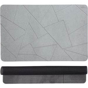 Stone Bath Mat - Grey Non-Slip Super Absorbent Diatomite Stone Bath Mats for Bathroom, Easy to Clean Diatomaceous Earth Mat (2416In) Alfombra De Piedra para Bao, Diatomaceous Bath Mat