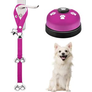 2 Pack Dog Doorbells, Pet Training Bells for Go Outside Potty Training and Communication Device Large Loud Dog Bell Cat Puppy Interactive Toys Adjustable Strap Door Bell (Purple)