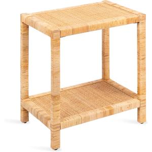 Kate and Laurel Rafina Coastal Rectangle Rattan Side Table, 22 x 14 x 24, Natural Brown, Transitional Boho Rectangular Woven Rattan End Table for Use as Living Room Decor Accent