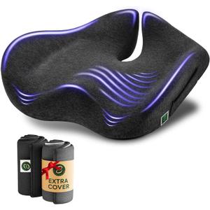 Extra Large Office Chair Cushion for Sciatica Pain Relief, Memory Foam Seat Cushion for Car Seat Pad, Orthopedic Pillow. Computer Chair Cushion for Tailbone Pain Relief All Day Comfort(Gray)