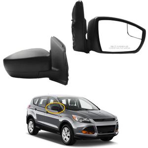 Dasbecan 3Pins Passenger Right Side Mirror Assembly Compatible with 2013-2016 Ford Escape S With Power Adjustment Glass/Manual Folding/Blindspot Mirror Matte Black Cover Replace# FO1321434