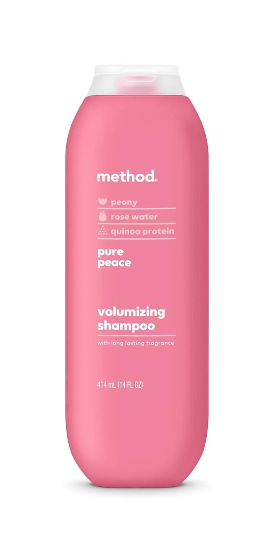 Method Volumizing Shampoo, Pure Peace with Rose, Peony, and Pink Sea Salt Scent Notes, Paraben and Sulfate Free, 14 oz