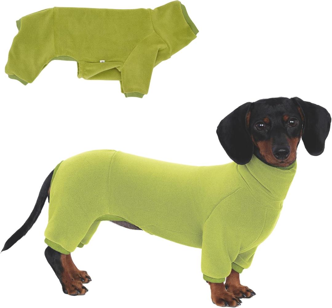 Dachshund Dog Turtleneck Sweater, Winter Warm Clothes for Dachshunds, Sausage Dog Winter Outfit(Green, S)