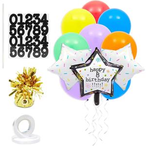 Sparkle and Bash Customizable Happy Birthday Foil Star and Latex Balloons for Decor (43 Pieces)