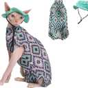 Sphynx Cat Clothes Cooling Shirt & Hat Summer Set, Breathable UPF Sun Protection for Devon Rex Sphynx Cats (S(2-3.5lbs))