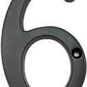 QCAA Traditional Heavy Solid Brass House Number 6, 4", US10B Oil Rubbed Bronze, 1 Pack, Made in Taiwan