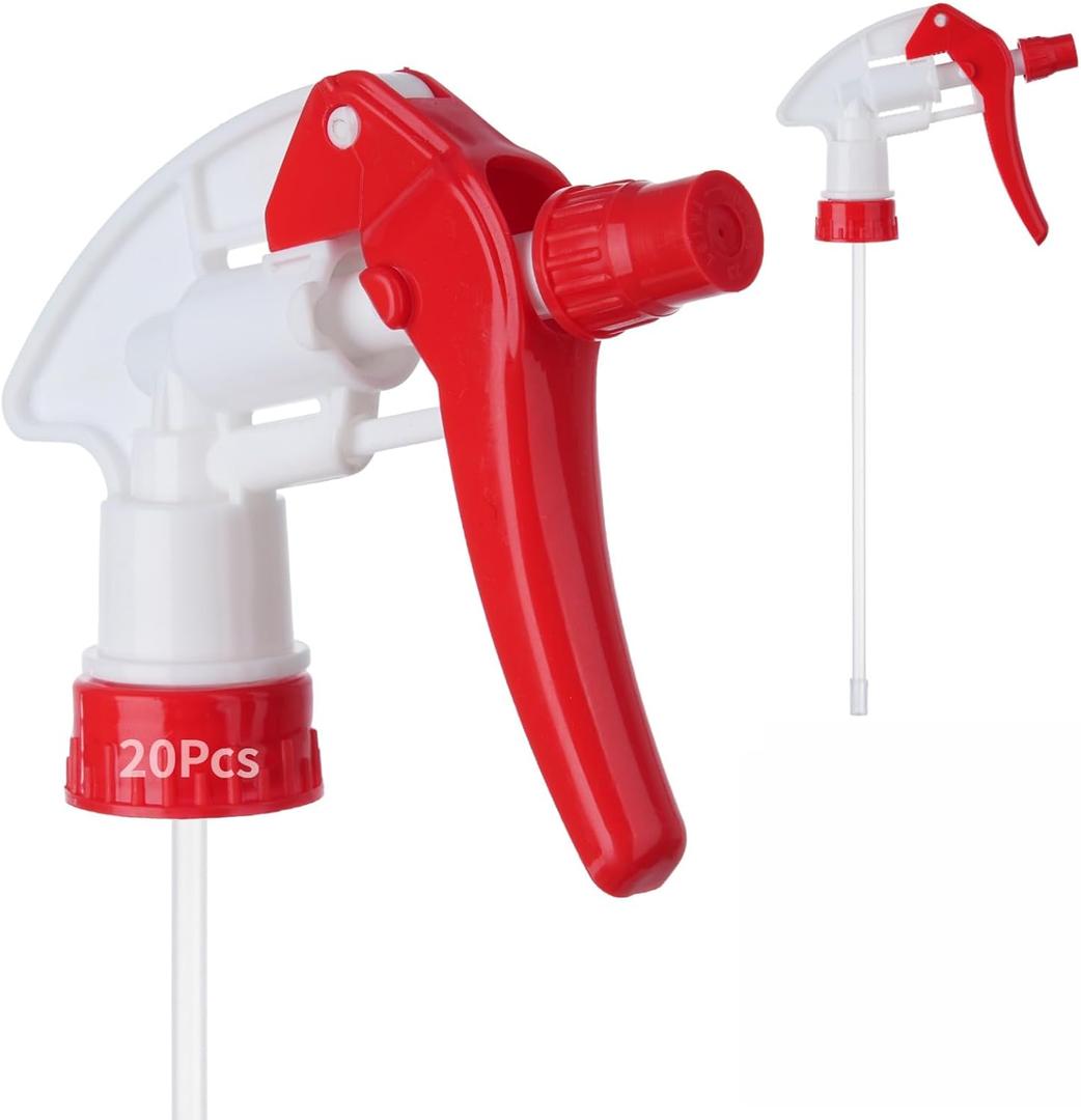 Yeesport 20 Pack Heavy-Duty Trigger Sprayer, Standard Spray Nozzle Replacement for 28-400 16oz/32oz Bottles, Chemical-Resist & Leak-Free & Comfortable Grip, Whtie