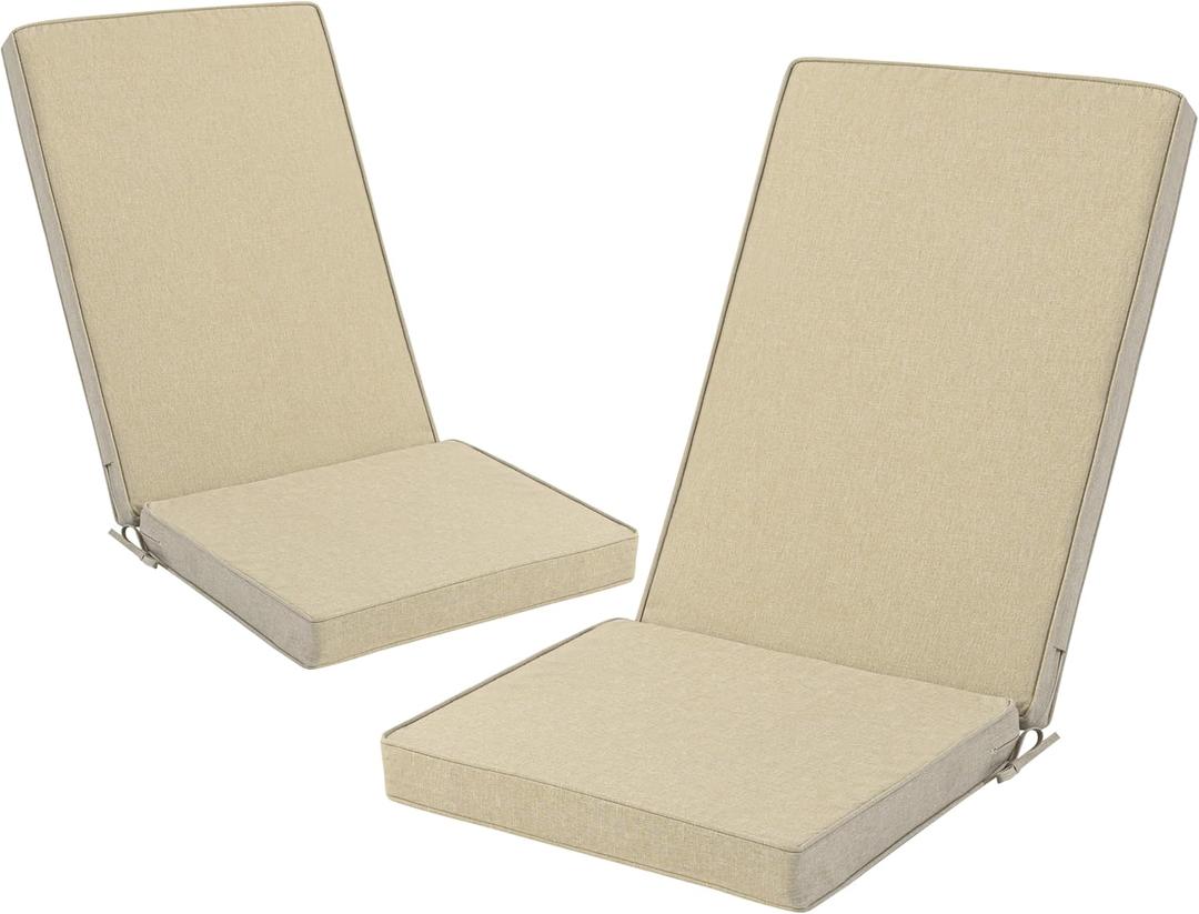Adirondack Chair Cushions Set of 2 - Removable Covers, Water-Repellent & Fade-Resistant Faux Linen, Securing Straps, Non-Slip Bottom, Fit for Most Outdoor Adirondack & Rocking Chairs - Nature