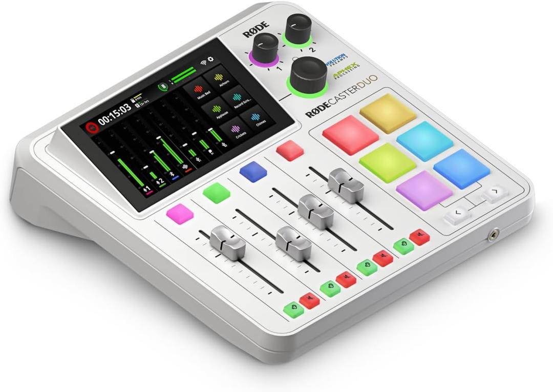 RDE RDECaster Duo Compact All-in-One Audio Production Solution for Podcasting, Streaming, Music Production and Content Creation (White)