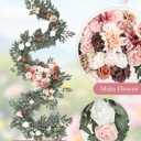 2 x 12ft Wedding Flower Garland for Table, Artificial Dusty Rose Flower Garland, Spring Extra Long Arch Floral for Backdrop Decor Ceremony Fall Wedding Party Centerpieces, Without Drapes, 2 pack