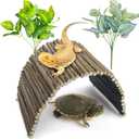 BNOSDM Large Reptile Hide Tortoise Hideout Bearded Dragon Wooden Bridge Snake Climbing Tunnel Habitat Decor for Lizards Spiders Gecko Ball Python